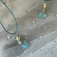 Collier pendentif poisson de dessin animé mignon pour filles, chaîne en corde colorée, collier meilleurs amis, accessoires d'amitié BFF 5