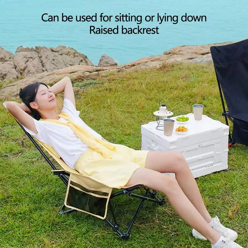 야외용 접이식 의자, 문 체어, 피크닉 캠핑 자동차 의자, 600D 옥스포드 접이식 잔디 의자, 측면 포켓, 안락 의자
