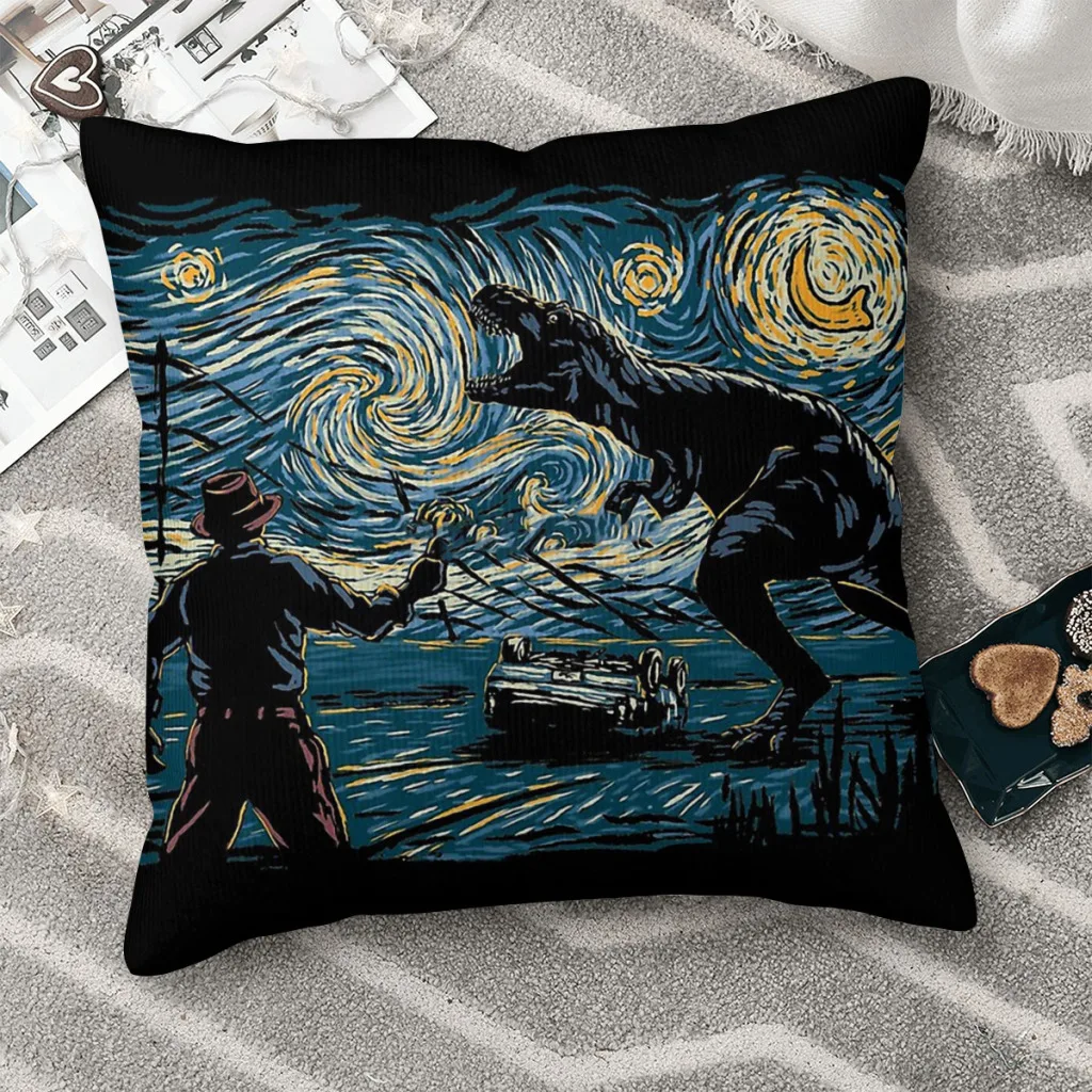 

Jurassic Night Cojines Throw Pillow Case Jurassic Park Dinosaurs Cushion Home Sofa Chair Print Decorative Coussin