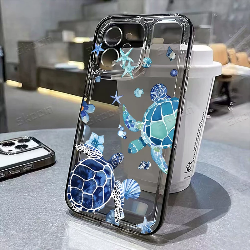 Adorable Turtle Shockproof Transparent Phone Case – Soft Protective Cover