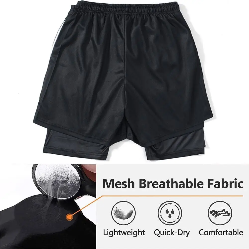 Men's Gym Shorts Double Layer Performance Shorts 2 in 1 Compression Stretchy Sports Shorts Quick Dry Fitness Workout Summer 5