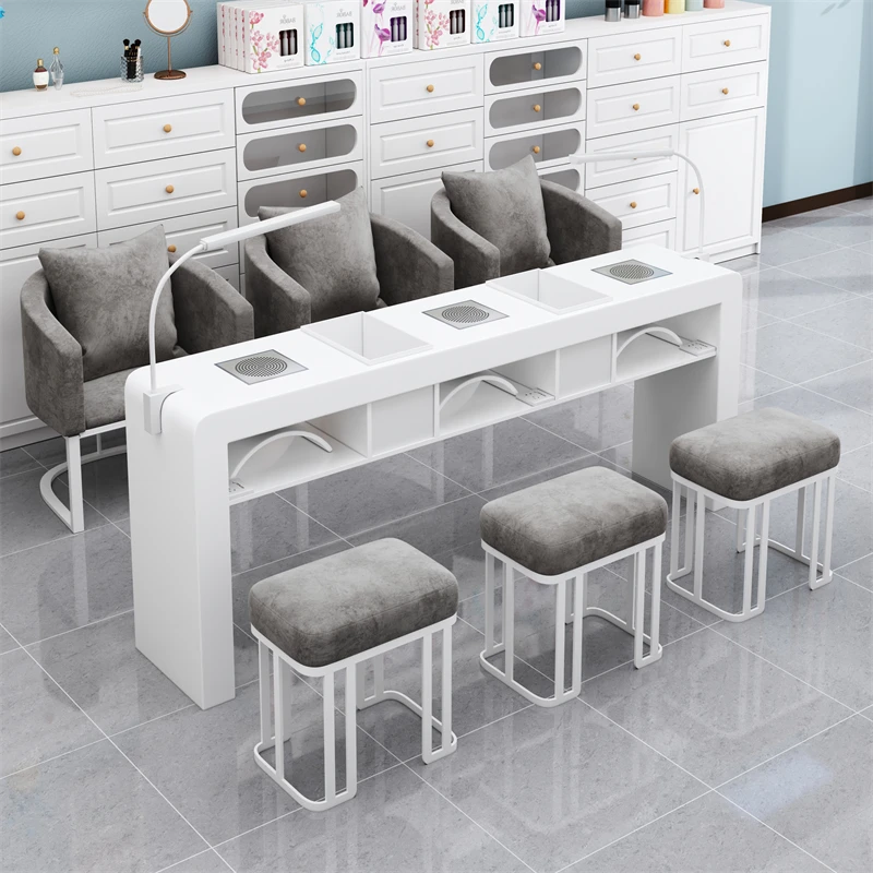 European Chair Set Nail Desk White Design Hand Organiser Drawer Nail Desk Salon Dust Collector Mesas De Manicura Furniture