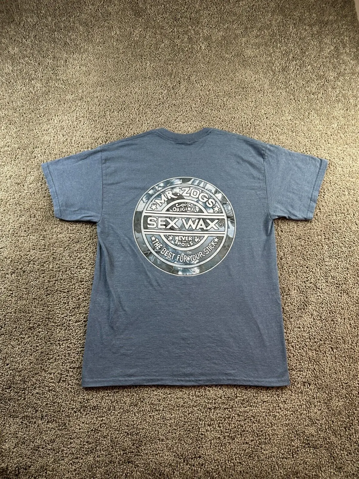 Mr Zogs Sex Wax T Shirt Mens Large Blue Best For Your Stick Surf Tavola Da Surf Maniche Lunghe O Corte