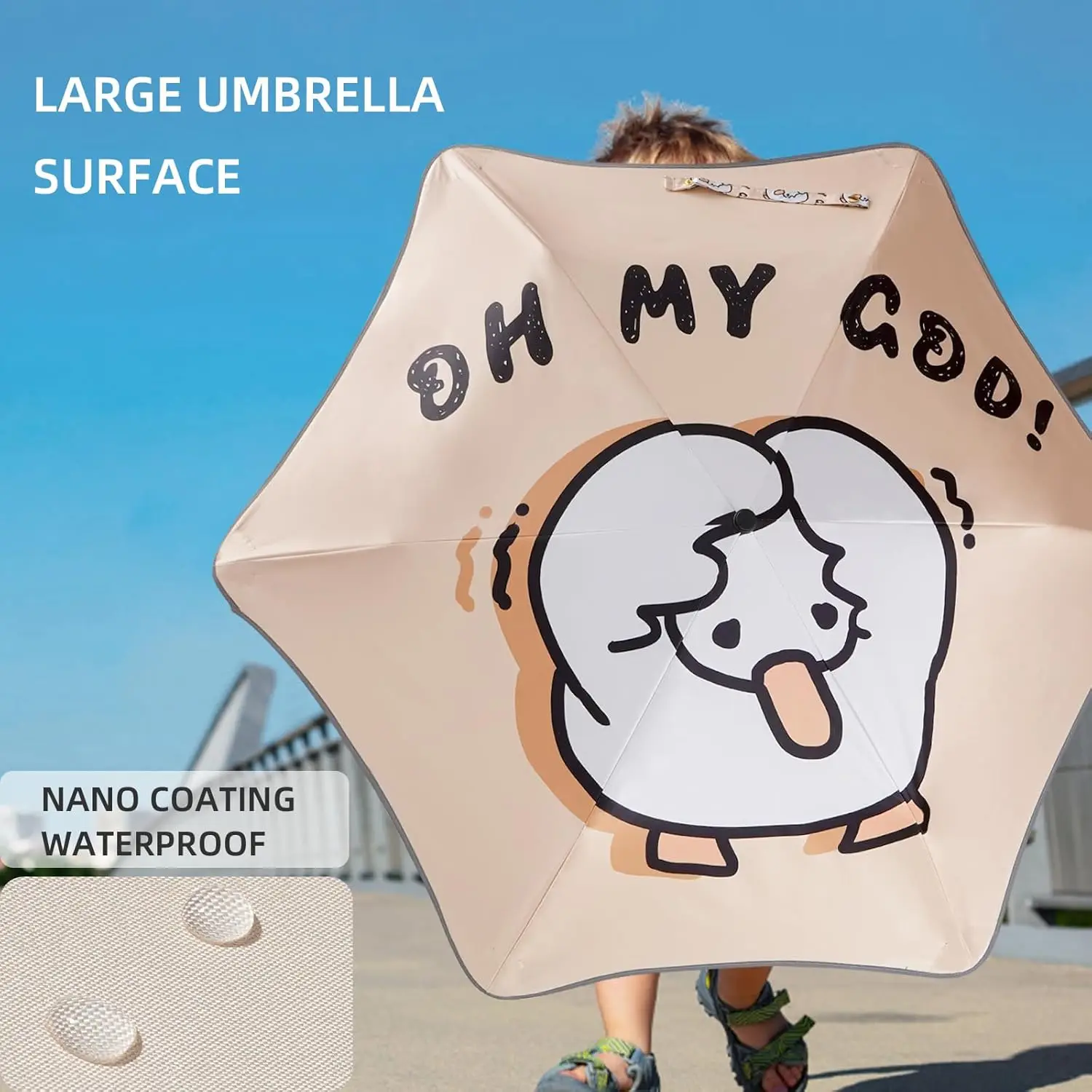 Saferound Folding Umbrella Anti UV Compact Durable Auto Open Close Lightweight Backpack Cute Cartoon Umbrella Girls Boys