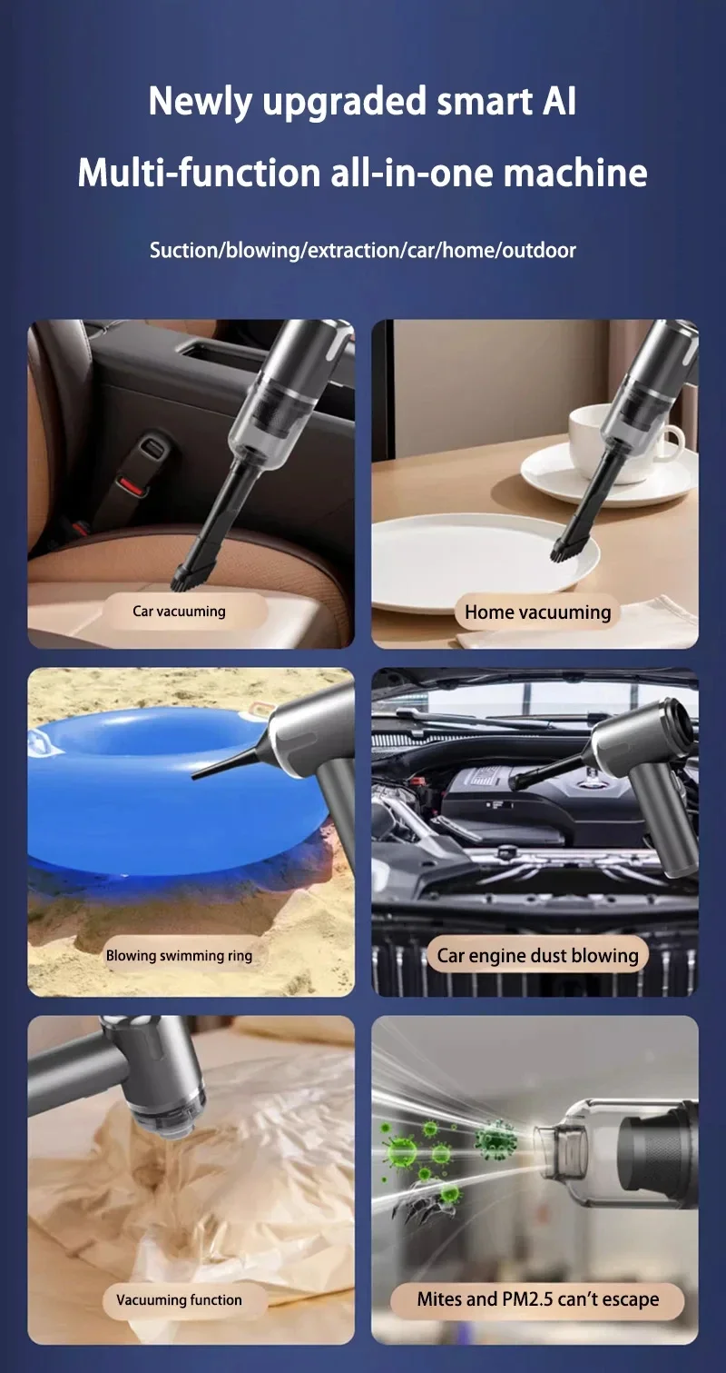 Description Picture 6 of item1995000PA 5 in 1 Car Vacuum Cleaner Powerful Cleaning Machine Wireless Portable Vacuum Cleaner Home For Home Appliance Car New