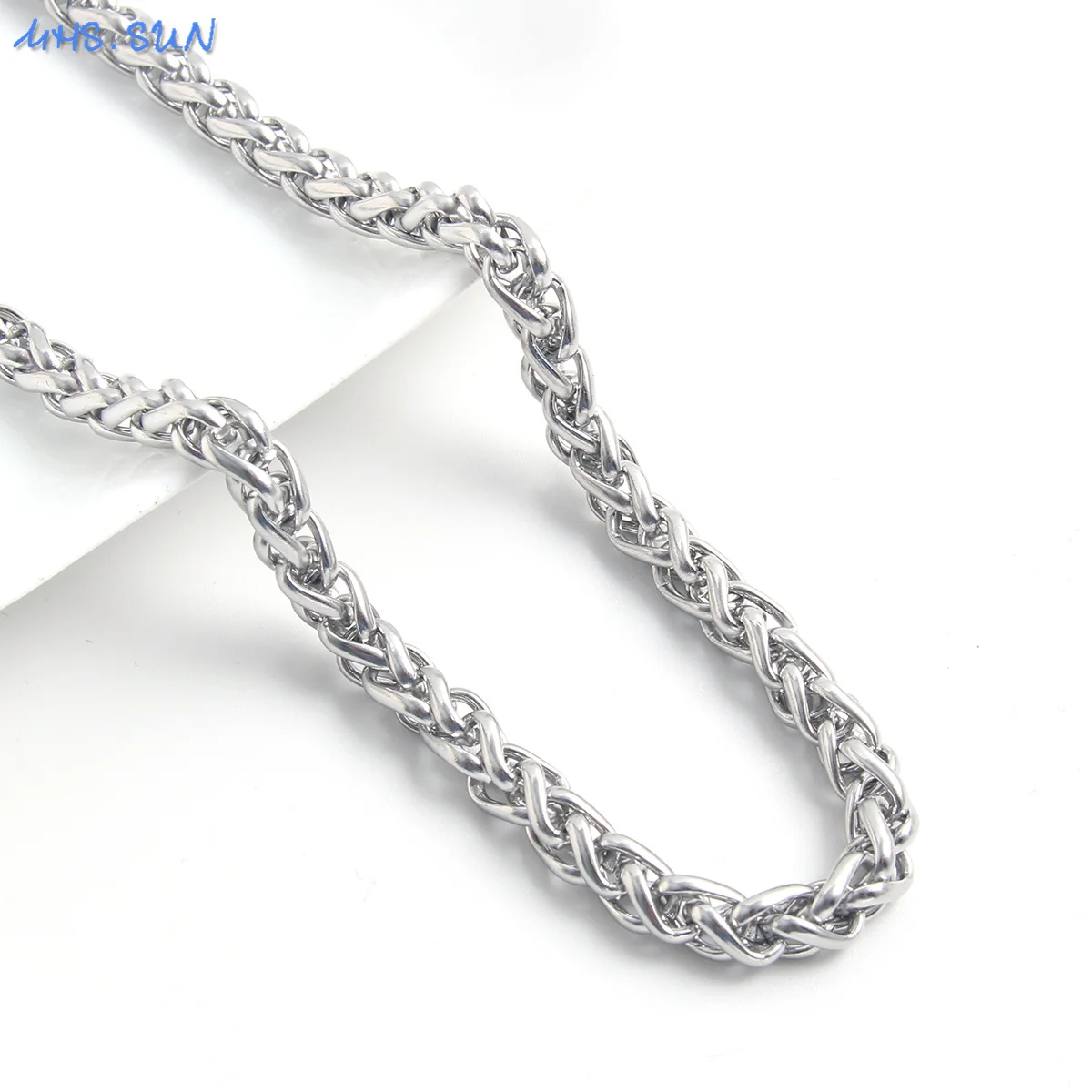 3/4/6MM Stainless Steel Flower Basket Chain Necklaces Silver Color Braided Wheat Chain For Women Men Minimalist Jewelry