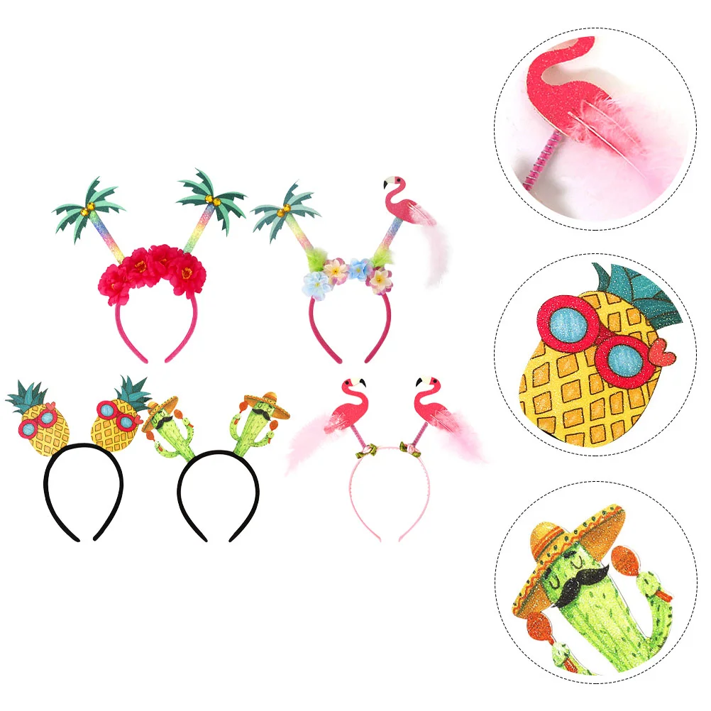 

Hawaiian Party Head Boppers Palm Tree Pineapple Flamingo Cactus Flower Headband Tropical Headpiece Costume Hair