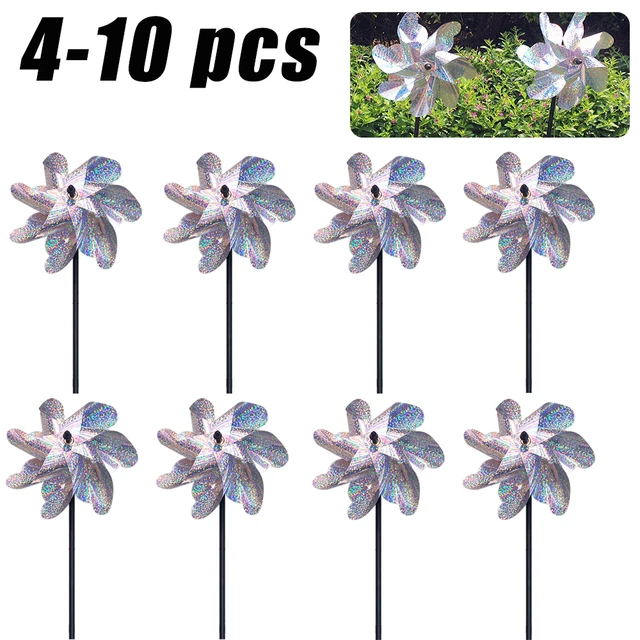 4-10Db Madárcsökkentő Csapok Reflektív Szikrázó Madárrátrétű Szélmalom Védelem A Kerti Növénykert Gyep Dekorációja - Image 6