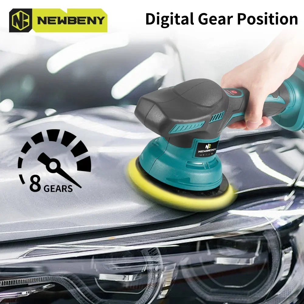 150mm Electric Car Polisher Cordless 8 Gear Adjustment Car Polishing Auto Waxing Rotary Tool For 21V 18V-21V Battery