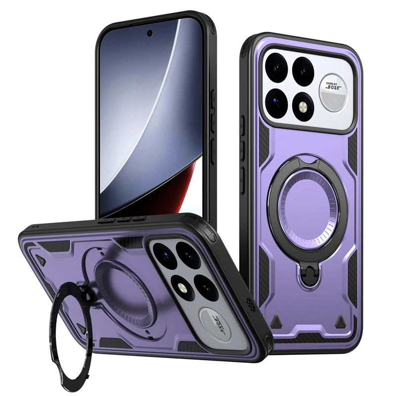Magnetic Shockproof Phone Case with 360° Rotating Ring Bracket | Hard PC & Soft TPU