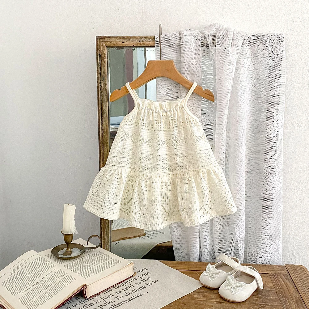 Girls Summer Lace Ruffled Princess Dress