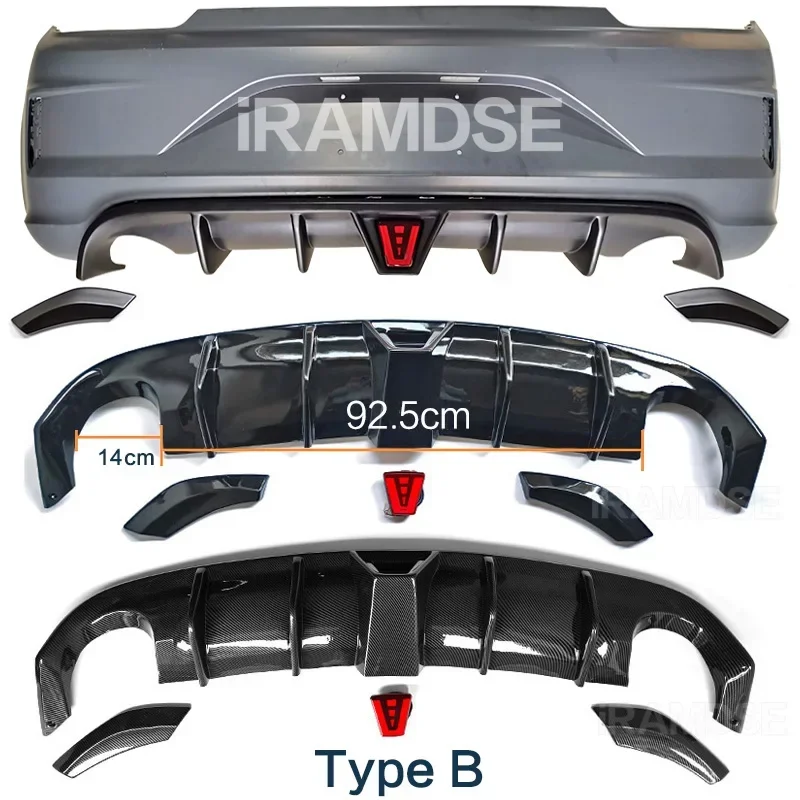 Rear Bumper Diffuser Rear Diffuser for Volkswagen Scirocco R GLossy BLack Car Body Kit R20 2009-2014 15 16 17 Plastic Splitter Lip Bumper Spoiler rear bumper lip,double sided adhesive spoiler,rear bumper diffuser