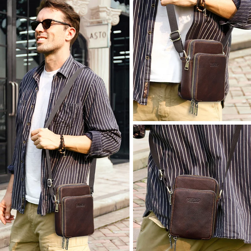 CONTACT'S Men's Bag Designer Genuine Leather Men Small Shoulder Bag Vintage  Crossbody Messenger Male Purse Phone Bags Handbag - AliExpress