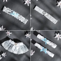 Efily Lace Rhinestone Wedding Garters Bridal Accessories for Women Party Bow Crystal Bride Garter Leg Ring Loop Bridesmaid Gift