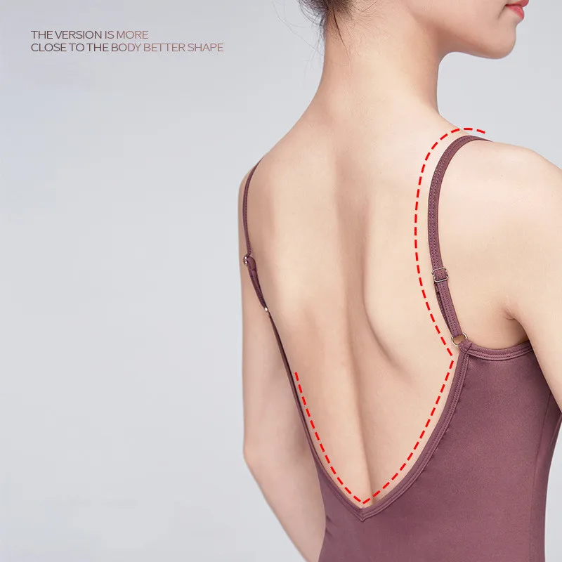 Ballet Leotard For Women Adult Dance Sleeveless Ballet Swimsuit Gymnastic Leotard Ballerina Clothes Sexy V Back Costume ballet leotard dance leotard