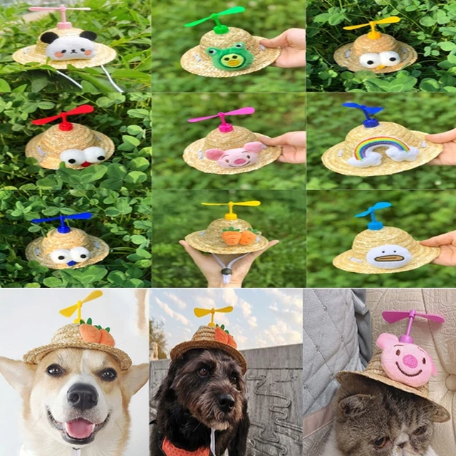 Dog Summer Straw Hat Cap for Medium Dogs