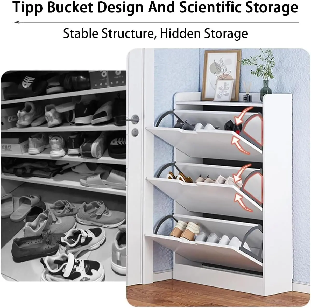 خزانة أحذية خشبية مكونة من 3 طبقات، منظم تخزين رف...