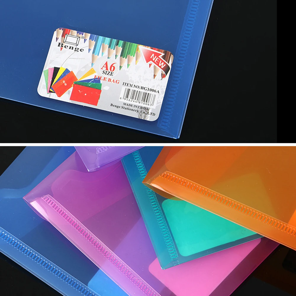 1Pc Plastic File Bag Set A6 Clear Envelope Folders Document Storage Bag Colorful Students Paper Packaging Bag File Folder images - 6