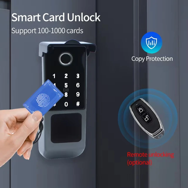 Waterproof TTLOCK App Smart Bluetooth Fingerprint Electronic Lock RFID Card Outdoor Door Intelligent Lock Keyless Motor Rim Lock 4