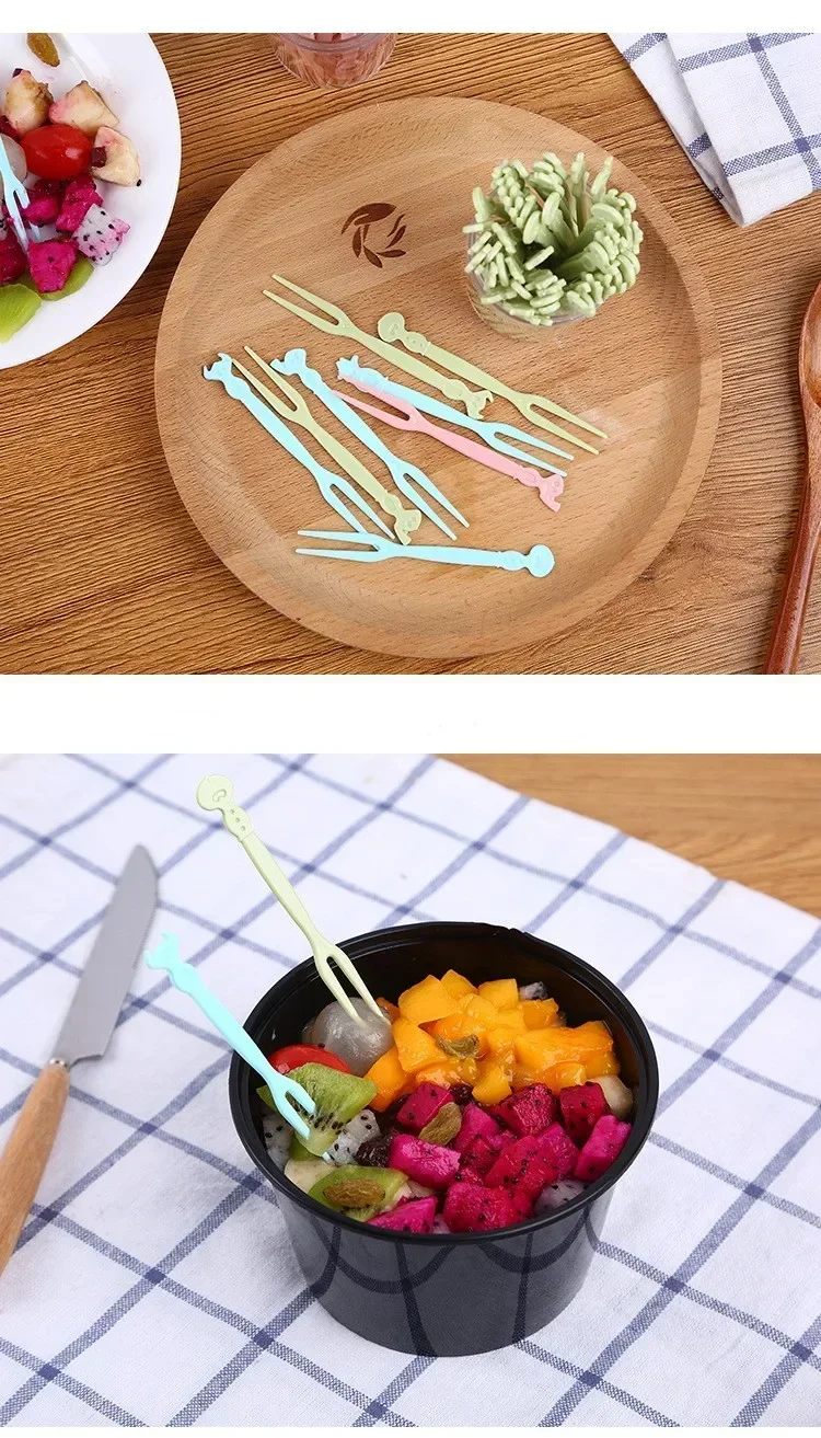 Description Picture 6 of itemMini Fruit Toothpicks Instant Noodles Kitchen Homes Accessories Flatware Fork Kids Lunch Animal Farm Decorations Food Cartoon
