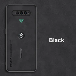 Luxury Leather Silicone Phone Case - Full Protection Back Cover for Black Shark 4 (Black)