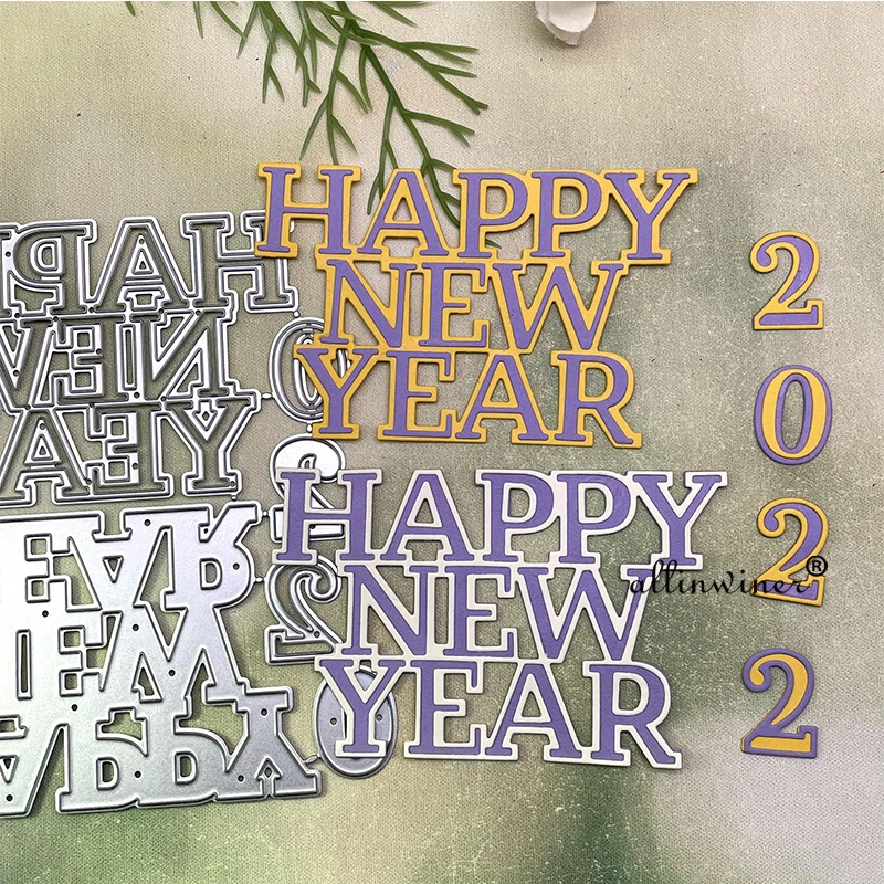 

Happy new year letters Metal Cutting Dies Stencils Die Cut for DIY Scrapbooking Album Paper Card Embossing