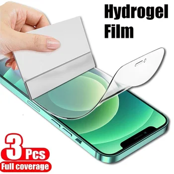 3Pcs Soft Hydrogel Film For iPhone 16 15 14 13 12 11 Pro Max XS XR X 7 8 15 Plus Protective Silicone TPU Screen Protector