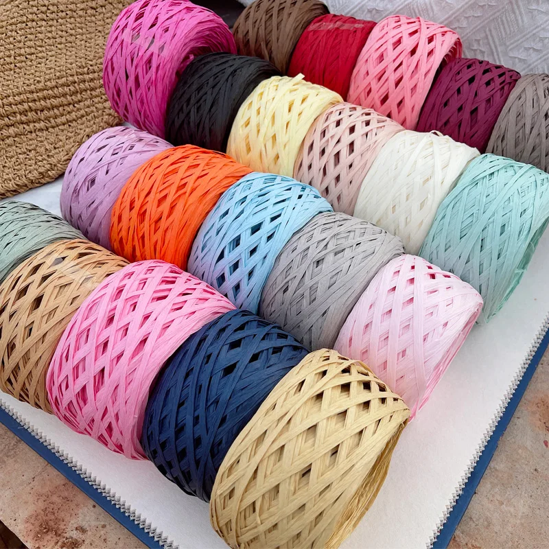 180m raffia Yarn paper Grass for Knitting and Crochet handmade diy straw  hat bag Doll slippers