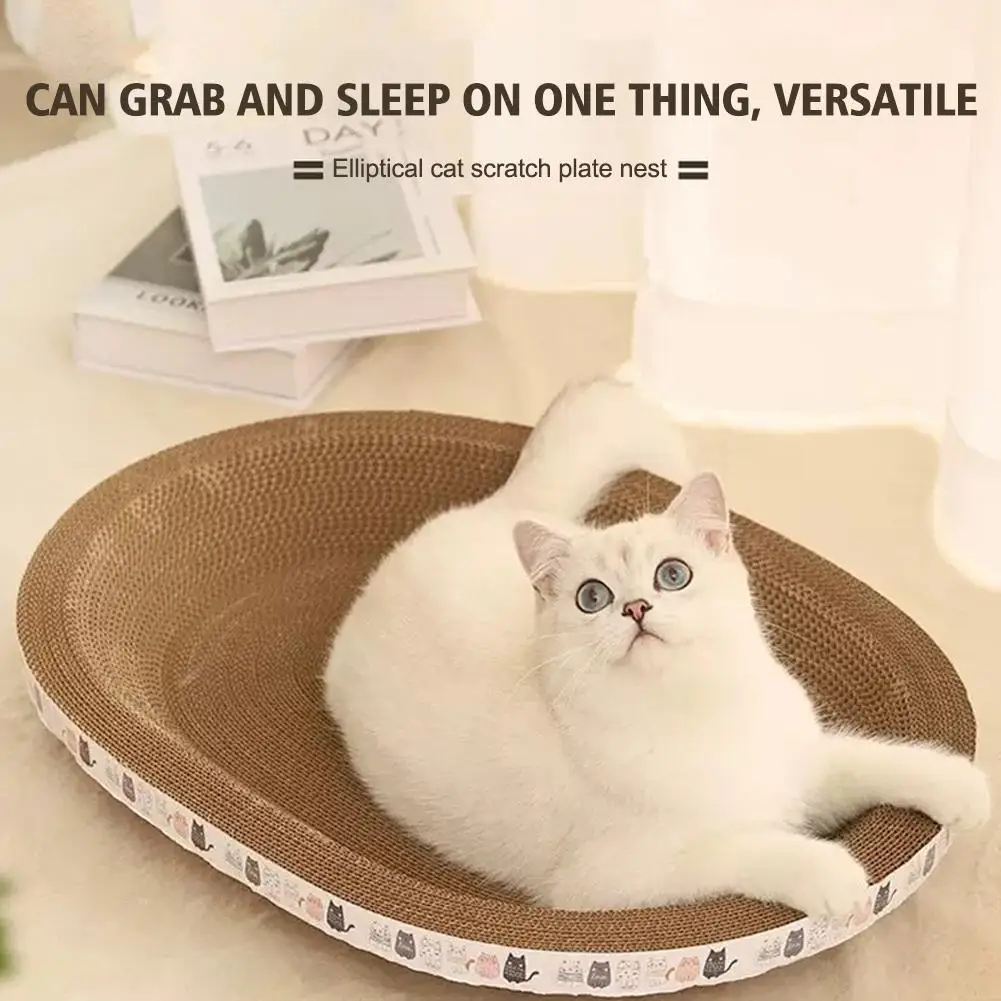 Description Picture 5 of itemCorrugated Cat Scratcher Bed Board Scrapers Round Oval Grinding Claw Toys for Cats Wear-Resistant Scratching Nest Accessories
