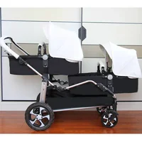 NOUVEAUX Jumeaux bébé poussette 2 en 1 pliable deux enfants PU cuir poussette étanche Double landau double poussettes jumeaux pour 2 5
