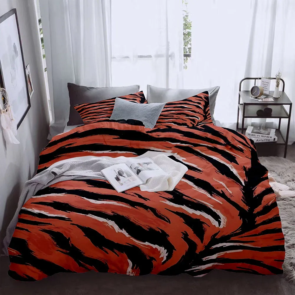 Tiger Pattern Print Duvet Cover Set UK Single Double Queen US Twin Full King Size Among Bed Linen Set