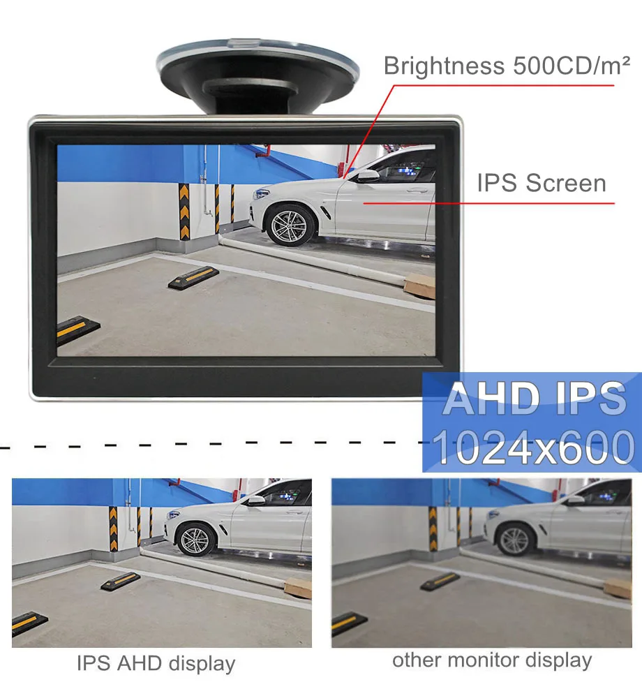 DIYKIT AHD IPS 차량 모니터, 1920x1080P HD 170 도 별빛 야간 투시경 백업 차량 후진 카메라, 5 인치