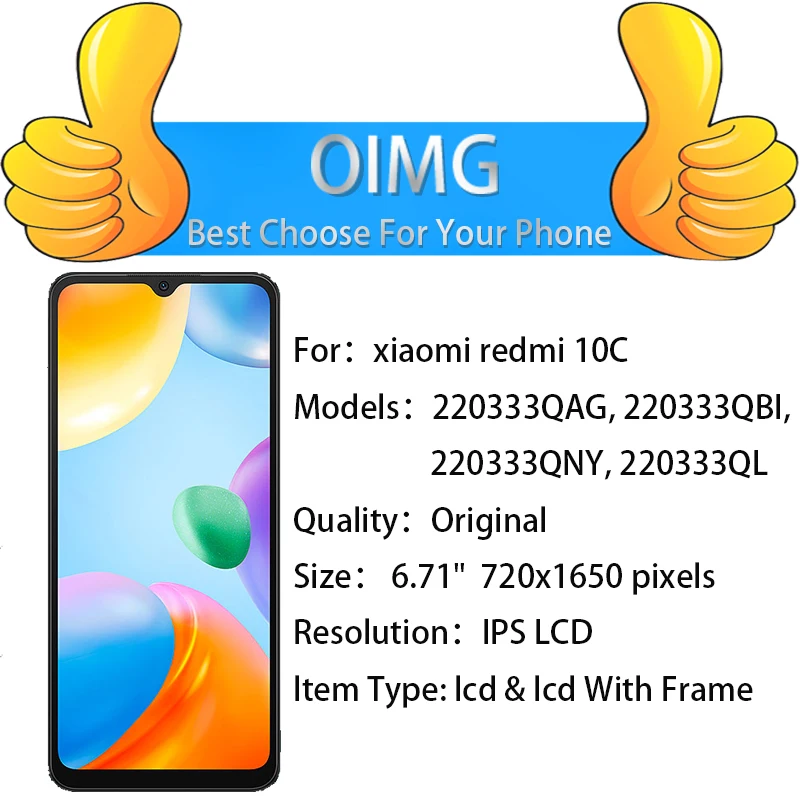 Display LCD per Xiaomi Redmi 10C LCD Schermo per 220333QAG 220333QBI