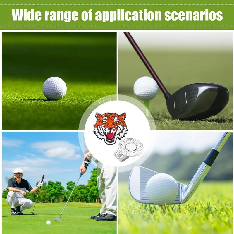 Golf Marker Magnetic Hat Clip Unique Tiger Design Ball Holder Clip Golf Ball Holder