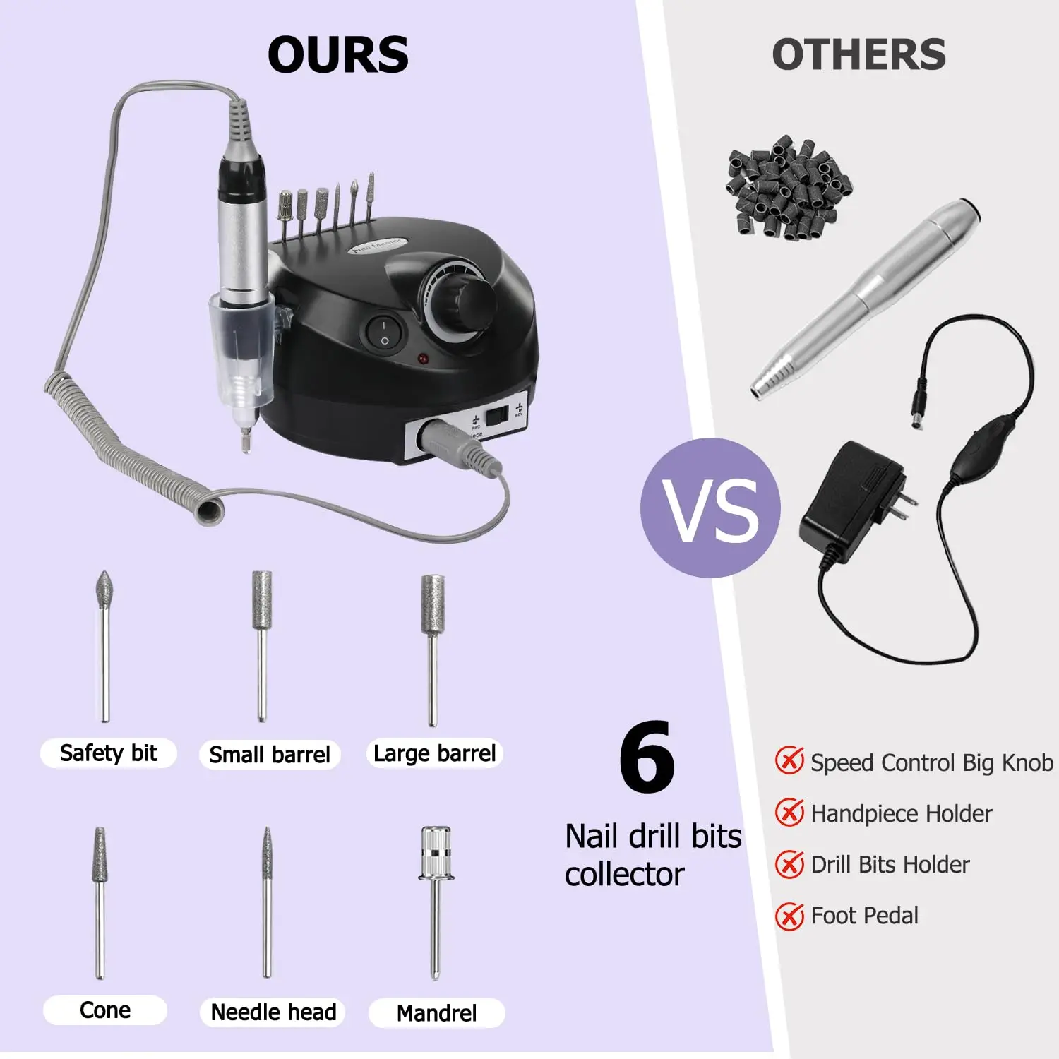 Acrylic Nail Drill Electric Nail Drill nail drill With Foot Pedal E File Manicure Set Electric File With NailDrill Bits