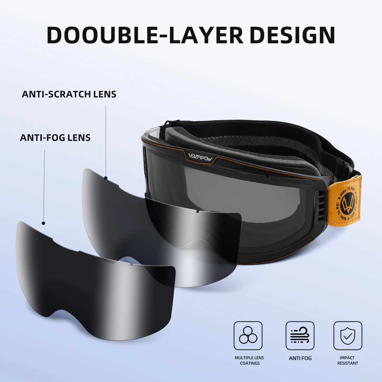 3 IN 1 Motorcycle Goggles Retro Cycling Sunglasses Anti-Fog Windproof Polarized Motocross Riding