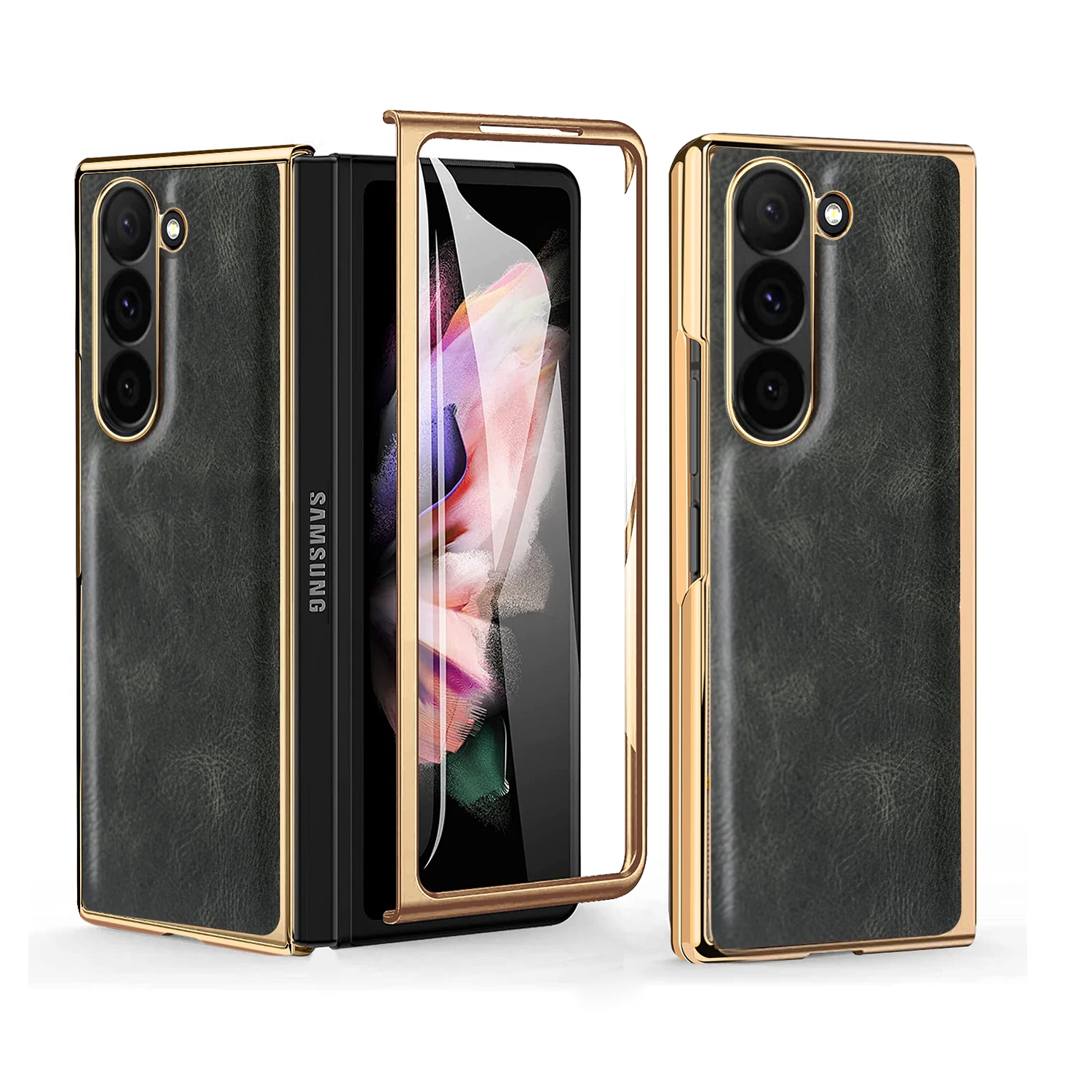VIETAO Crazy Horse PU Leather Mobile Phone Case with Tempered Glass