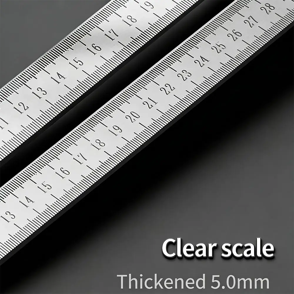 50cm 스테인레스 스틸 자 두께 5mm 고온 담금질 강철 자 굽힘 방지 은색 자