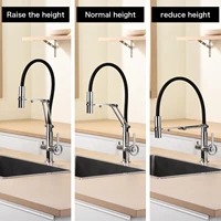 ก๊อกน้ำครัวโครเมียมทองเหลืองทันสมัย พร้อมหัวฉีดแบบดึงลง 3-in-1 ฟังก์ชั่นน้ำบริสุทธิ์ แบบรูเดียว 2 หัวก๊อก น้ำร้อนน้ำเย็น 5