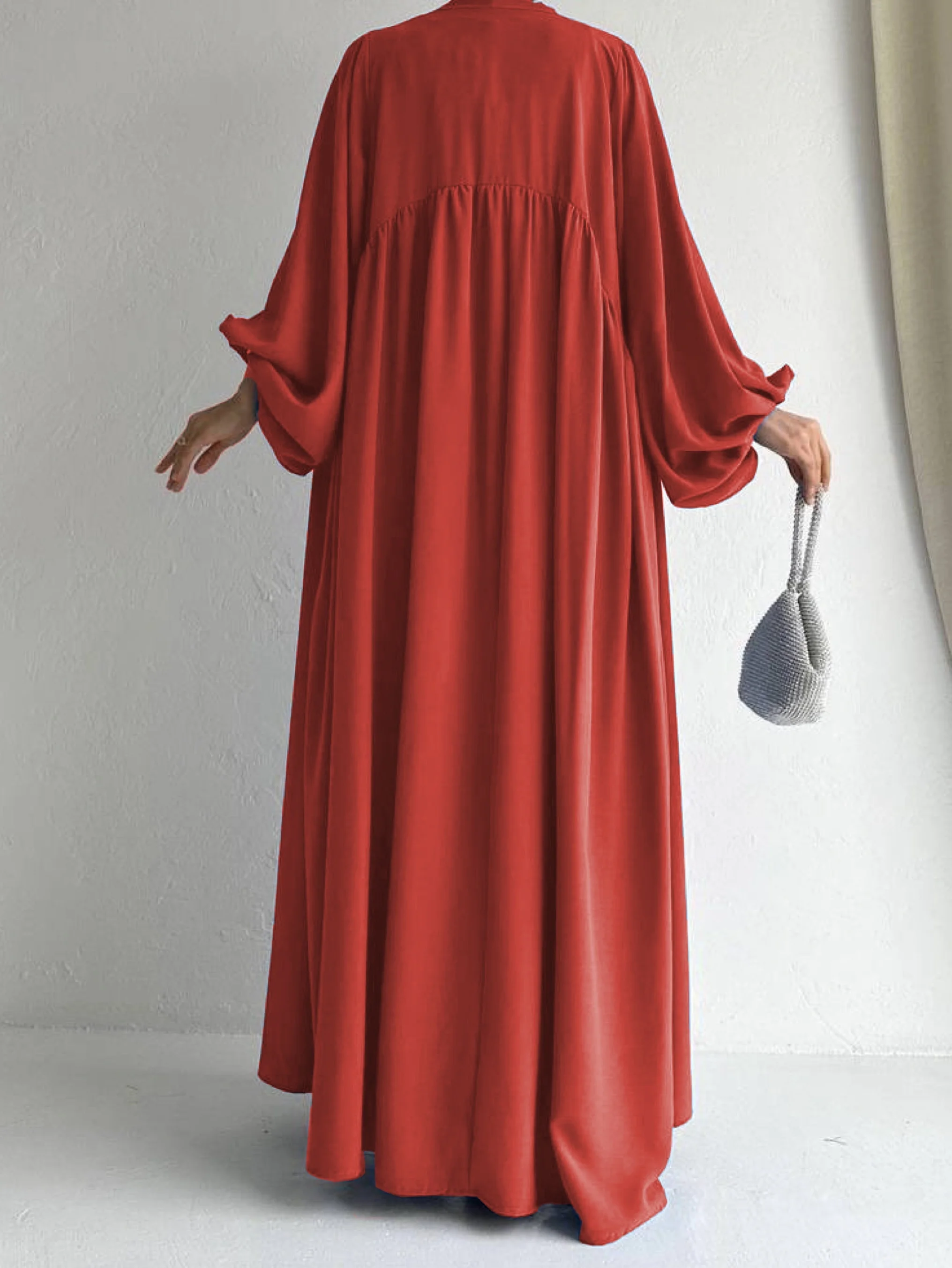 S1400fc8f8b4140d4a9a335b93eb201f3I kebaya Ramadan Elegant Solid Two-piece Set Dress, Open Front Coverup and Tie Waist Abayas Outfits, Islam Women's Clothing Mallzona