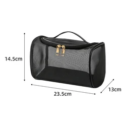 Large Capacity Mesh Toiletry and Makeup Organizer Bag (Black - S)