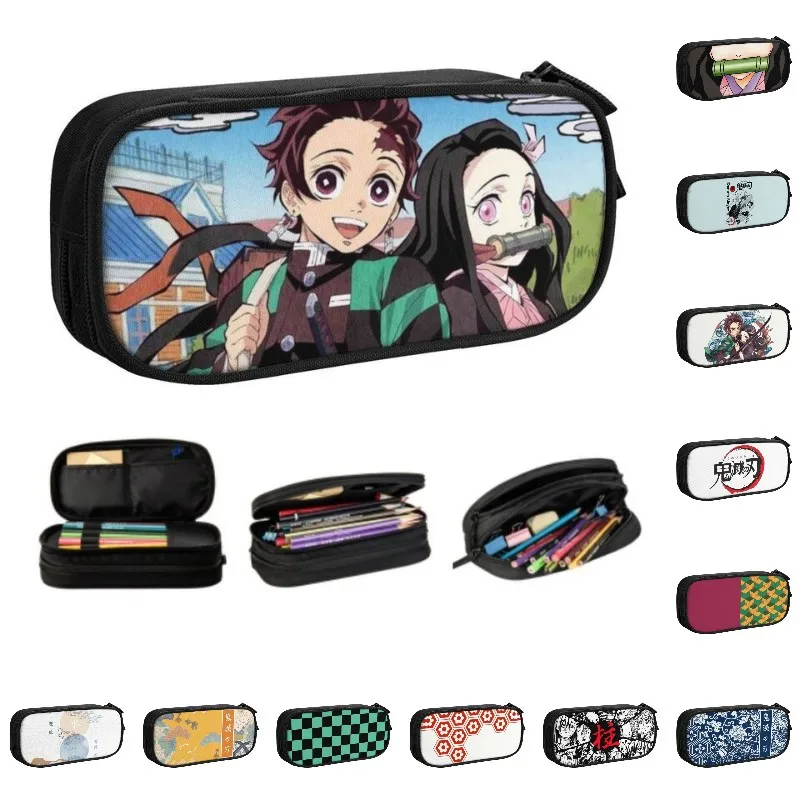

Demon Slayer Tanjirou And Nezuco Kawaii Pencil Case Girl Boy Big Capacity Kimetsu No Yaiba Pencil Box Students Stationery