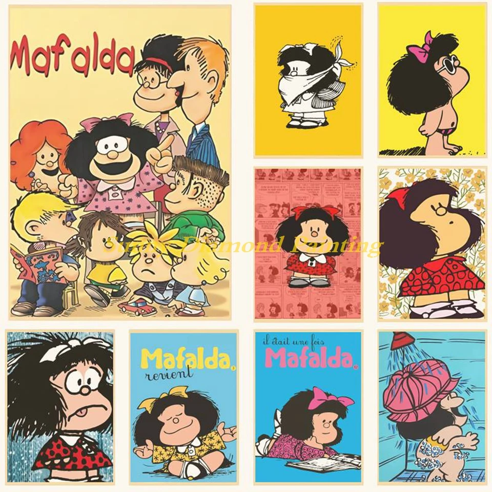 Pintura de diamante 5D de Mafalda de dibujos animados para niñas, Kit  completo de punto de cruz, decoración del hogar, arte de pared, regalo,  novedad - AliExpress