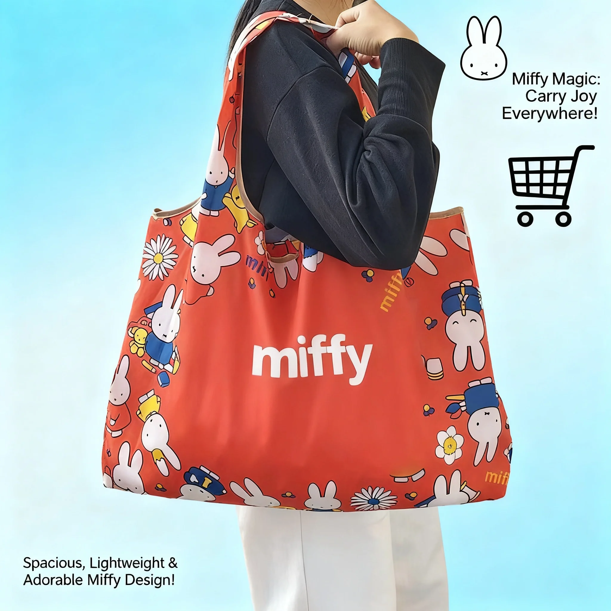 Eco-friendly Miffy Extra Large Folding Waterproof Tote Bag