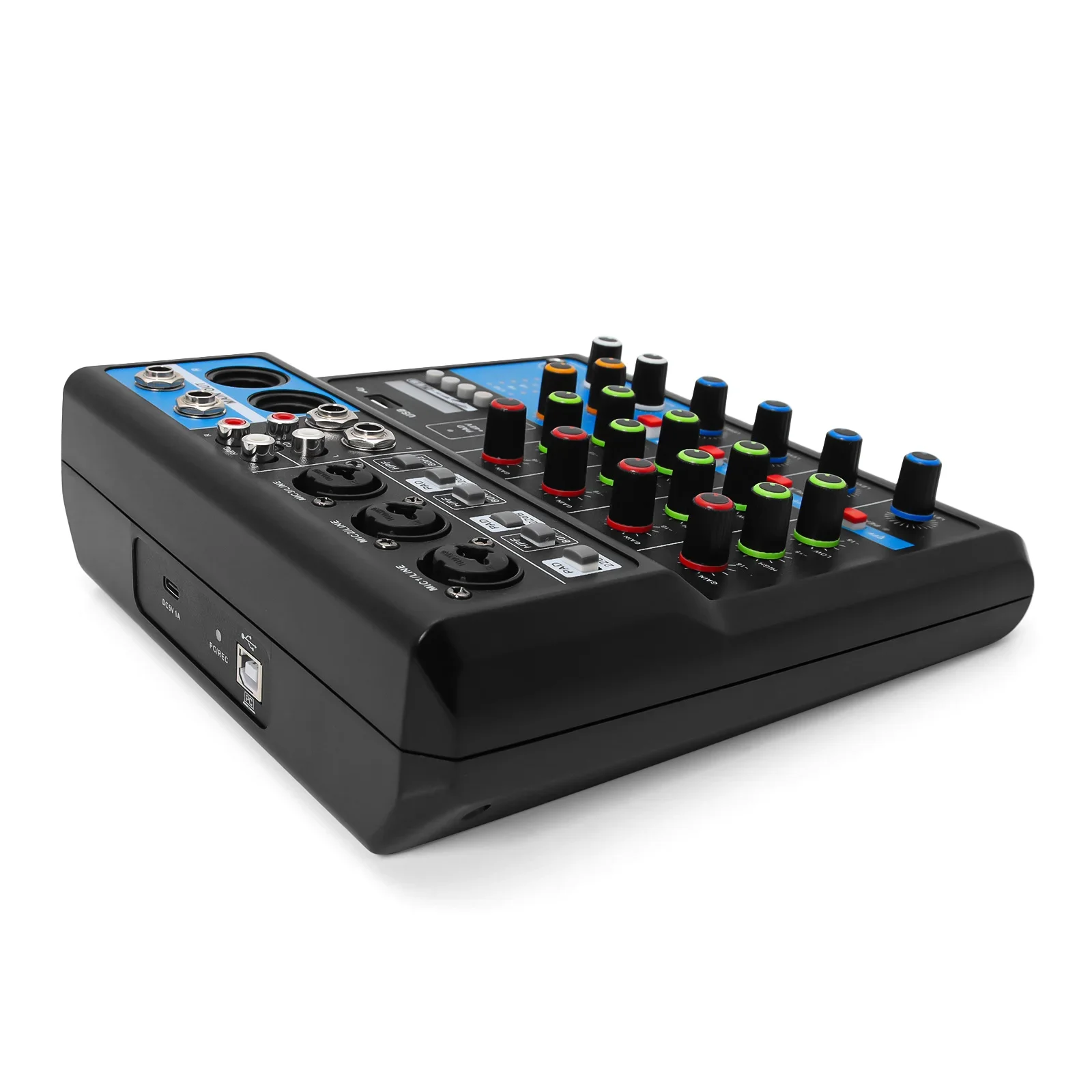 HD Audio 5 Channel Sound Mixer Portable Console Computer Input 48v Power Live Broadcast Sound Audio Mixer