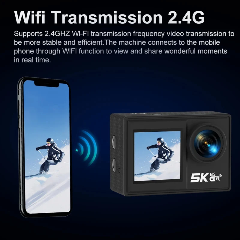 Caméra Action 4K Blanc avec Accessoires - Sans Carte ou avec 32/64 Go