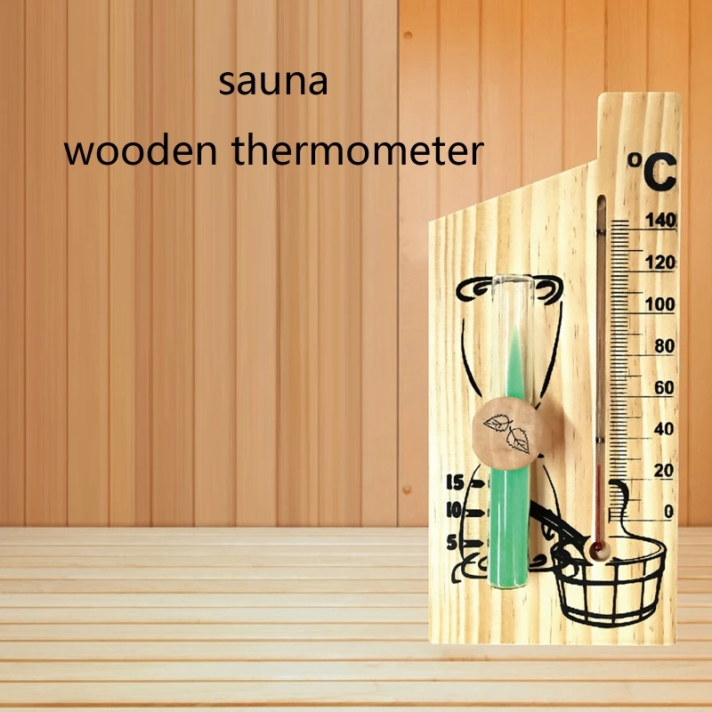 2in1SaunaThermometerSandTimerHourglassWoodenThermometer