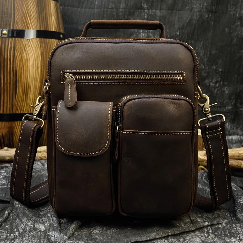 

2023 Hot Sell Retro Fashion Men Handbags Genuine Leather Shoulder Bag Leather Handbag Sling Bag Men Male Crossbody Bag