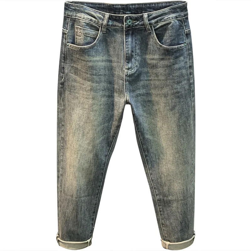 2024 Men's Fall Jeans Trendy Tapered Saggy Ankle-Tied Harem Pants Loose Light Straight-Leg Casual Long Pants 5