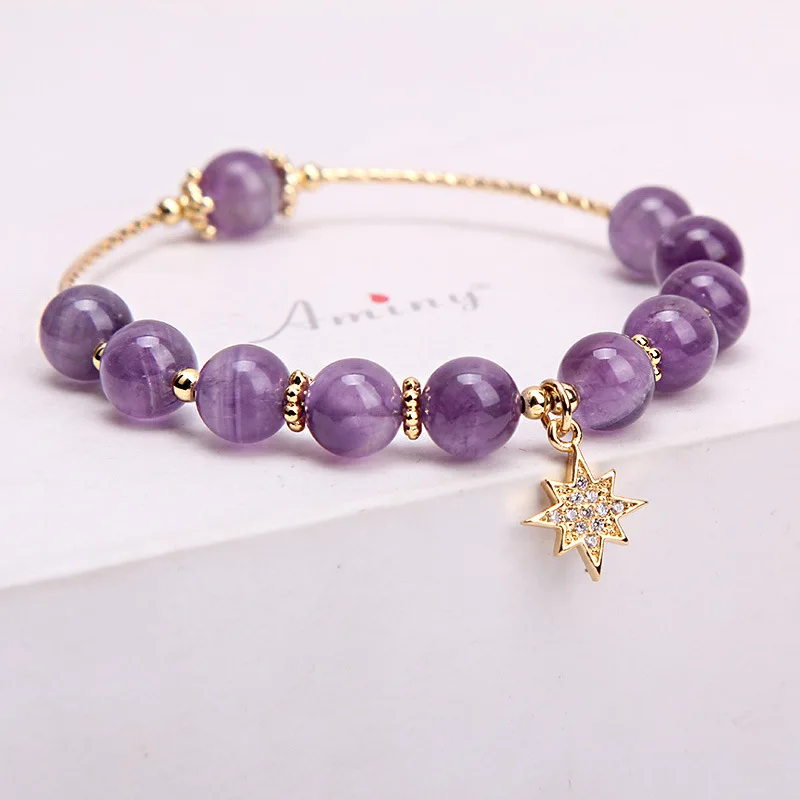 

Natural Purple Crystal Bracelet Women's Single Ring Moonlight Forest Cold Wind Light Transfer Jewelry Drop Shipping